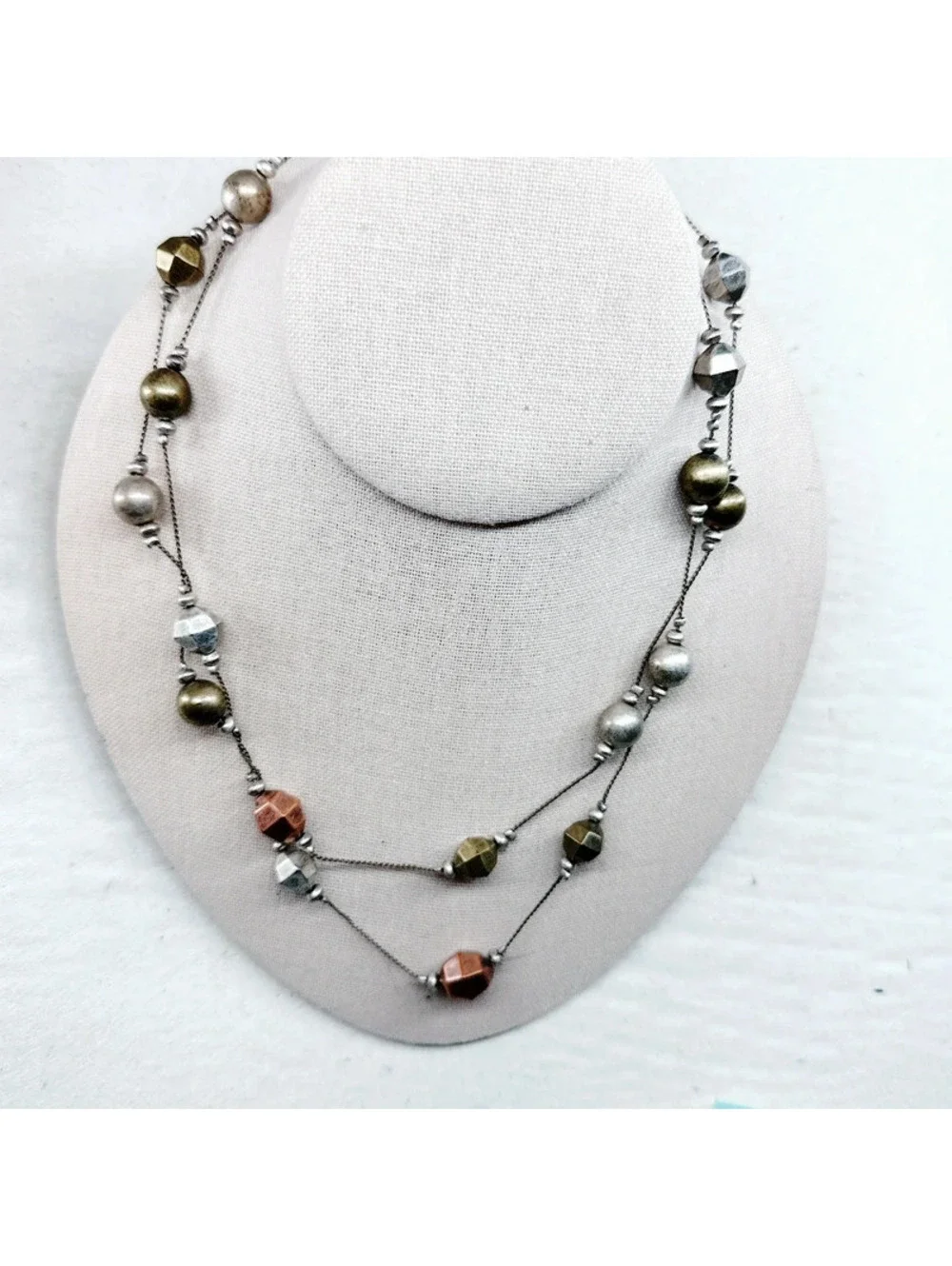 5350mc. Bronze Long Necklace Plastic Boho
